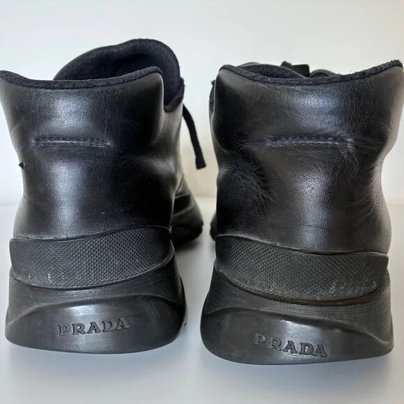 PRADA winter boots, black leather, US sz 11.5 main image 7